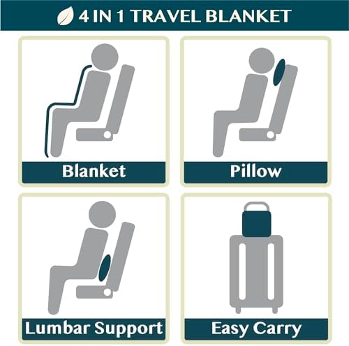 PAVILIA Travel Blanket and Pillow, Arms Opening Airplane Blankets for Adults, Compact Plane Blanket with Arm Hole 2-in-1 Bag for Flight Car Camping Fit in Luggage Backpack Traveler Gift, Dark Gray - Image 8