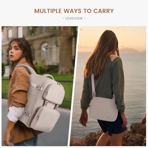 LOVEVOOK Travel Backpack for Women Men, TSA Carry on Backpack Flight Approved 40L Fits 17 Inch Laptop, Waterproof Personal Item Travel Bag Business Weekender Daypack with Detachable Crossbody Bag - Image 7