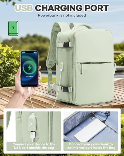 Vacuum Seal Travel Backpack with Air Pump,Compression Vacpack Waterproof Carry On Backpack for Travel Women Men with Vacuum System,Airlines Approved Daypack Laptop Space Saver Bags,MintGreen - Image 4