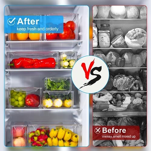 10 Pack Fridge Organizer, Stackable Refrigerator Organizer Bins with Lids, BPA-Free Produce Fruit Storage Containers for Storage Clear for Kitchen, Food, Drinks, Vegetable Storage - Image 4