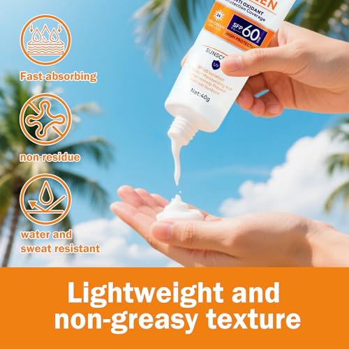 Body & Face Sunscreen SPF 60 Travel Size Sunscreen Lotion Broad Spectrum No White-Residue Non-Sticky Water Resistant for All Skin Types Travel Essentials for Women Men Reef Safe 1.41oz - Image 3