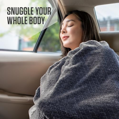 VENTURE 4TH Travel Blanket Pillow – Premium Ultra-Soft & Warm 2-in-1 Blanket or Pillow for Airplane, Car & Bus – Compact, Lightweight & Portable – Lint-Free, No Shedding, No Pilling - Gray/Pink - Image 9