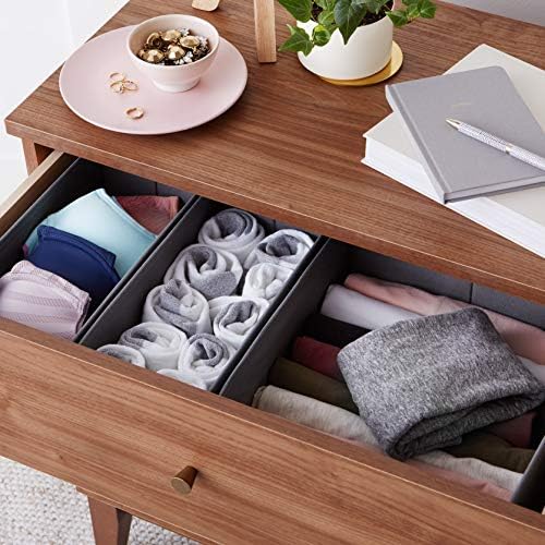 Amazon Basics Cloth Drawer Storage Organizer Boxes for Socks, Underwear and Baby Items, Set of 6, Gray - Image 5
