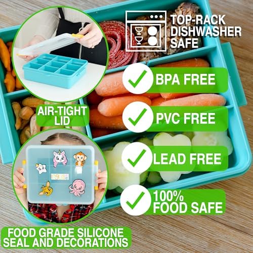 Travel Snack Box for Kids - Customizable Snackbox Container Organization System with Removable Dividers and Fun Silicone Character Decorations - Air-Tight Dishwasher-Friendly Toddler Food Containers - Image 3