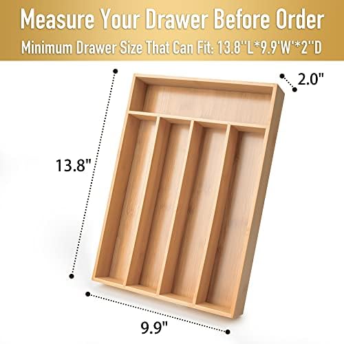 Silverware Organizer Kitchen Drawer Organizer Utensil Organizer Bamboo Silverware Holder Cutlery Organizer in Drawer Flatware Organizer Tray(5 slots, Natural - Image 2