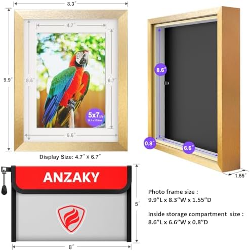 Photo Picture Frame Diversion Safe with Fireproof & Waterproof Money Bag, Hidden Compartment Storage to Shield your Money, Cash, Glod 5"x7" - Image 4