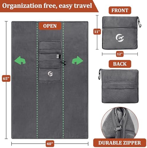 Tirrinia Soft Travel Blanket Pillow, 3-in-1 Foldable Airplane Throw Blanket, Long Flight Essentials, Car Pillow, Lightweight Travel Accessories - Image 6