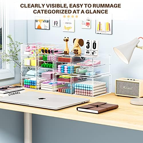 Makeup Organizer Storage With 16 Drawers, 4 Pcs Desktop Office Supplies, Desk Organizers, Clear Accessories, Dustproof Drawer and for Make Up, Jewelry, Pen, Stationary - Image 4