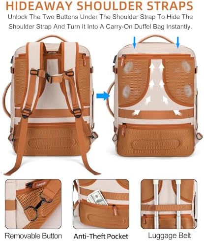 Travel Laptop Backpack,42L Carry on Luggage, Flight Approved Expandable Backpack,Business Anti Theft Weekender Bags for Women Men, Water Resistant Expandable Backpacks With 4 Packing Cubes - Image 4