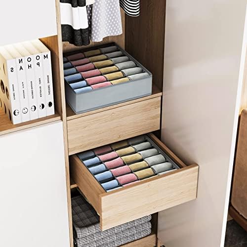 Joyoldelf Sock Drawer Organizer Divider 2 Packs Underwear Organizer, 24 Cell Closet Organizers and Storage Organizer Sock Holders Organizers for Storing Socks, Handkerchiefs, Ties, Belts (Grey) - Image 4
