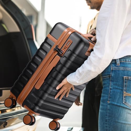 Luggage Sets 3 Piece, Carry On Luggage 20In With Spinner Wheels,PC Hardside Suitcase Set with TSA Lock,Durable Carry On Suitcase With Travel Backpack for Men (Black, 3 piece set (20inch)) - Image 8