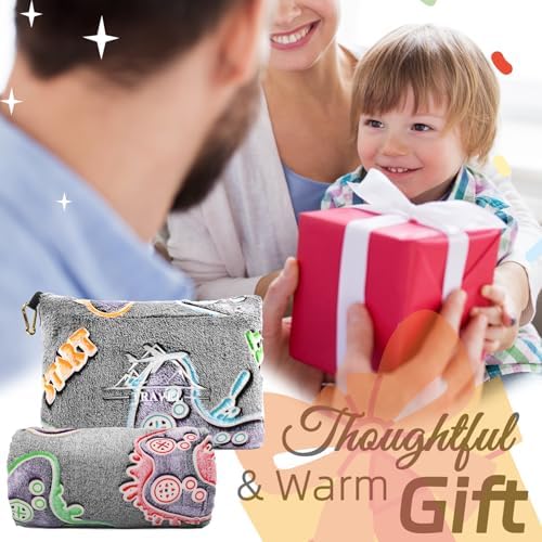 2-in-1 Travel Blanket Pillow Airplane Set - Small Travel Blanket and Pillow Set Airplane Compact for Kids - Glow in The Dark Gaming Blanket Birthday Gifts for Kids Boys Girls 40x60 Inches - Image 7