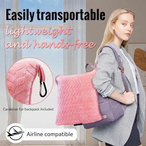 Travel Blanket and Pillow – Ultra Soft Lightweight Compact Blanket for Airplane, Car, Bus, Travel – Portable Cozy Fleece for Men, Women, and Kids – Pink, 42" x 68" - Image 6