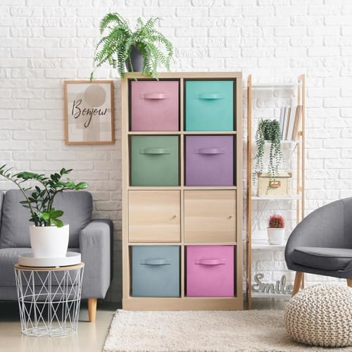 Sorbus 11 Inch Storage Bins - Sturdy Collapsible Fabric Storage Cubes with Handle - 12 Foldable Baskets for Organizing Clothes, Toys, Books - Storage Baskets for Shelves, Closets - Image 5