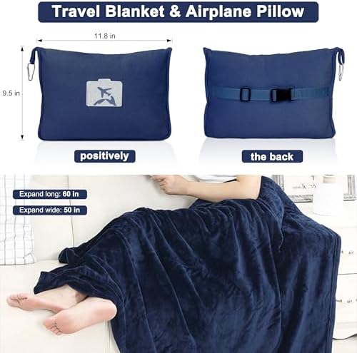 Transforming Travel Blanket & Pillow 2-in-4：Opens to Blanket, Folds into Pillow - Ultra-Soft, Compact & Packable with Hand Luggage Sleeve and Backpack Clip for Flight & Car - Image 2