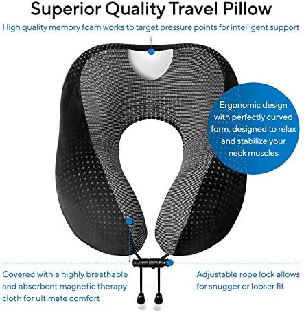 Travel Blanket Luxury Travel Set - Ergonomic Airplane Neck Pillow 100% Pure Memory Foam and Super Soft Fleece Blanket - Premium 3D Sleep Mask & Earplugs - Ultimate 4-in-1 Traveling Kit Black - Image 3