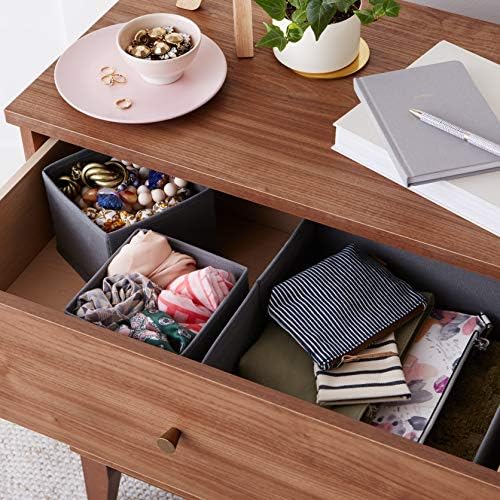 Amazon Basics Cloth Drawer Storage Organizer Boxes for Socks, Underwear and Baby Items, Set of 6, Gray - Image 6