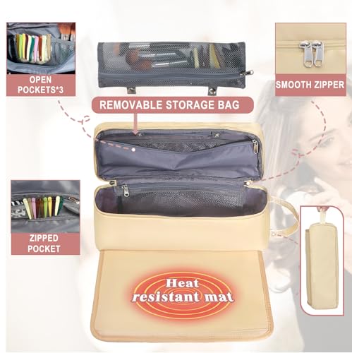 Hair Tools Travel Bag with Heat Resistant Pad, Portable Hair Tools Storage for Hair Straighteners, Curling Iron and Hair Care Accessories, Traveling Essentials for Women - Image 4