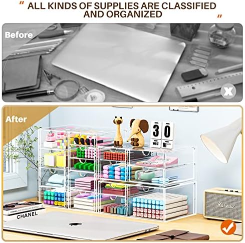 Makeup Organizer Storage With 16 Drawers, 4 Pcs Desktop Office Supplies, Desk Organizers, Clear Accessories, Dustproof Drawer and for Make Up, Jewelry, Pen, Stationary - Image 5