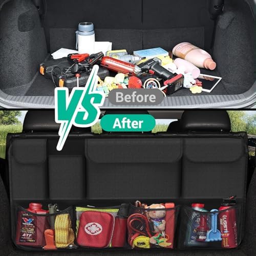 Car Trunk Organizer, Large Capacity Trunk Storage Organizer with 8 Pockets, Sturdy Trunk Organizer Car Accessories for SUV/MPV/Truck, 36"×20" - Image 2