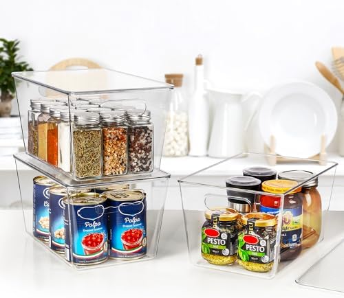 Vtopmart 6 Pack Clear Stackable Storage Bins with Lids, Large Plastic Containers with Handle for Pantry Organizer and Storage,Perfect for Bathroom,Cabinet,Kitchen,Fridge,Closet Organization - Image 7