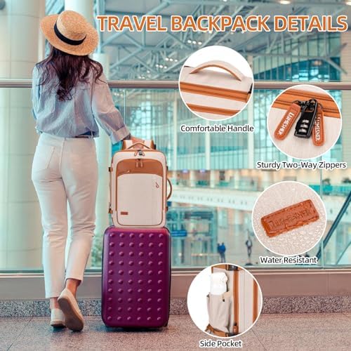 Travel Laptop Backpack,42L Carry on Luggage, Flight Approved Expandable Backpack,Business Anti Theft Weekender Bags for Women Men, Water Resistant Expandable Backpacks With 4 Packing Cubes - Image 6