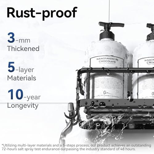 YASONIC Shower Caddy, 100% Rustproof Shelves for Inside Shower, No Drilling Bathroom Organizers and Storage, 6 Pack Large Capacity Bathroom Caddy for Kitchen & Home Decor - Image 4