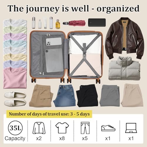 imiomo Hard Shell 20 Inch Carry on Luggage 3 Piece Set with Travel Backpack, Lightweight Hardside Carry-On Suitcase with Spinner Wheels and TSA Lock, Beige - Image 8