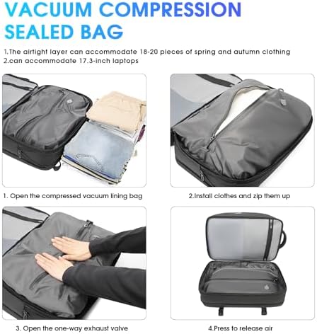 Vacuum Backpack for Men,50L Expandable Compression Backpack With Vacuum Seal, 17.3 Inch Water Resistant Laptop Backpack with USB Charging Port-Not Vaccum Pump Included - Image 4