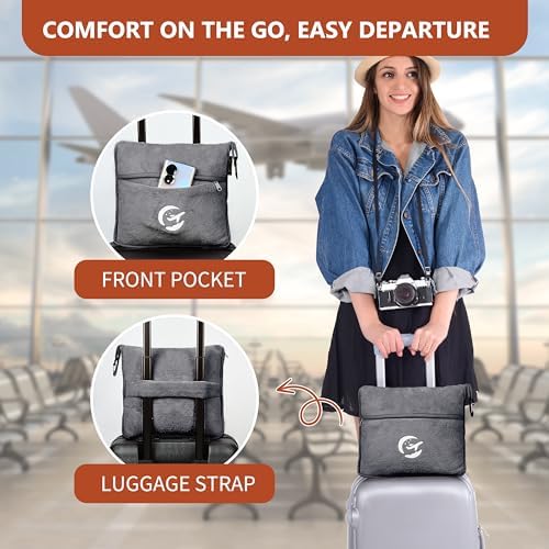 Tirrinia Soft Travel Blanket Pillow, 3-in-1 Foldable Airplane Throw Blanket, Long Flight Essentials, Car Pillow, Lightweight Travel Accessories - Image 3