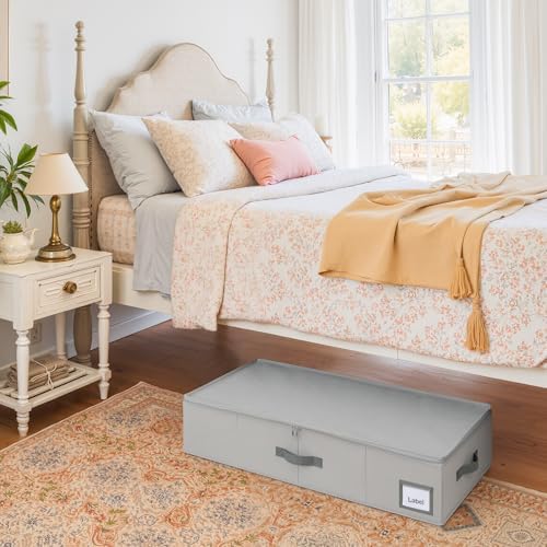 Cupic Cupid Under Bed Storage Containers, Foldable Organizer with Lid for Bedroom, Underbed Storage Box for Blankets, Clothes, Shoes, 2 Pack, Grey - Image 4