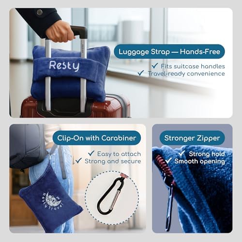 Resty 65"x40" Traveling Airplane Blanket, Navy Blue – Lightweight, Velvety Soft Blanket That Becomes a Travel Pillow – Must-Have Comfort for Planes & Road Trips – Travel Essentials for Women & Men - Image 4