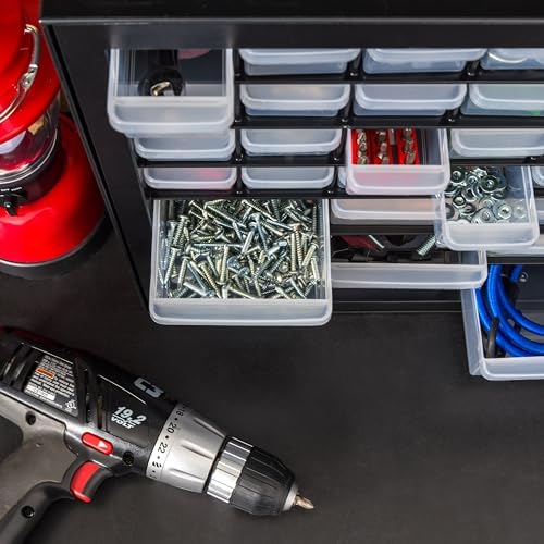 IRIS USA Screw Tool Organizer Small Parts Cabinet, 44-Drawer, Electronics Hardware Nuts and Bolts Plastic Storage Drawers Garage Storage, Stackable Bead Craft Organizer Building Bricks Sorter, Black - Image 6