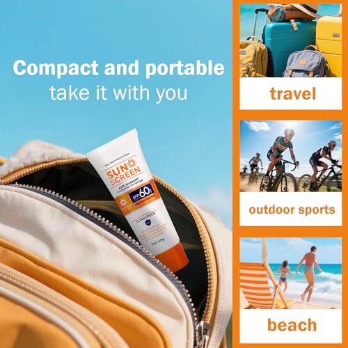Body & Face Sunscreen SPF 60 Travel Size Sunscreen Lotion Broad Spectrum No White-Residue Non-Sticky Water Resistant for All Skin Types Travel Essentials for Women Men Reef Safe 1.41oz - Image 5