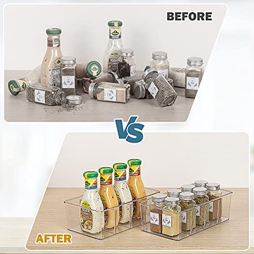 Vtopmart 8 Pack Food Storage Organizer Bins, Clear Plastic Bins for Pantry, Kitchen, Fridge, Cabinet Organization and Storage, 4 Compartment Holder for Packets, Snacks, Pouches, Spice Packets - Image 5