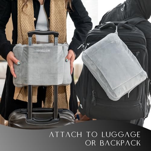 Travel Pillow and Blanket Set - 4-in-1 Ultimate Travel Kit with Memory Foam Pillow, Travel Blanket, Sleep Mask, and Earplugs-Ultimate Comfort and Coziness for Your Journeys - Grey - Image 6