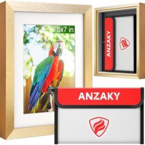 Photo Picture Frame Diversion Safe with Fireproof & Waterproof Money Bag, Hidden Compartment Storage to Shield your Money, Cash, Glod 5"x7"