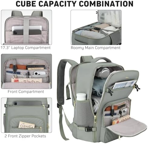 MOMUVO Travel Backpack Sets for Women,Carry On Backpack Flight Approved,Large Laptop Backpack Luggage Backpack with USB Charging Port,17.3 Inch - Image 2