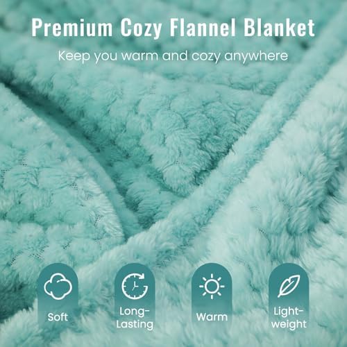 Travel Pillow Blanket Set-3 in 1 Travel Pillow Memory Foam, Soft Travel Blanket Airplane Compact with Bag, Inner Pillowcase, Hand Luggage Belts and Backpack Clip, for Plane Car, Blue Green - Image 5