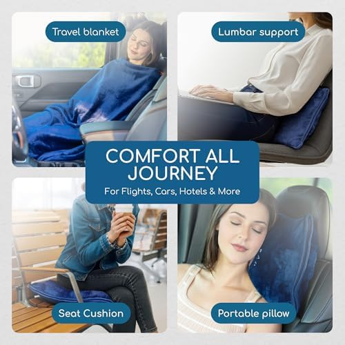 Resty 65"x40" Traveling Airplane Blanket, Navy Blue – Lightweight, Velvety Soft Blanket That Becomes a Travel Pillow – Must-Have Comfort for Planes & Road Trips – Travel Essentials for Women & Men - Image 5
