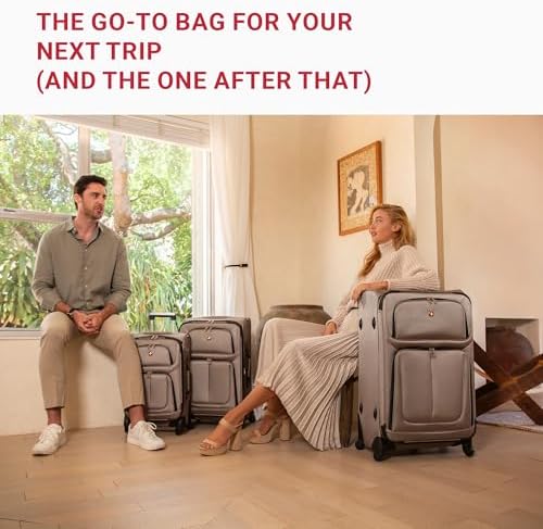 SwissGear Sion Softside Expandable Luggage, Black, Checked-Medium 25-Inch - Image 3