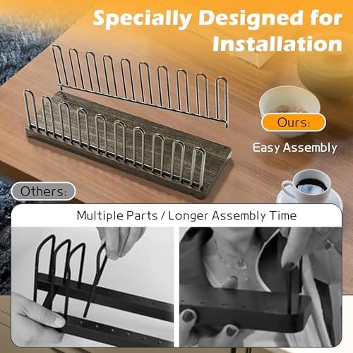 Hat Organizer for 9 Baseball Caps, Solid Wood Base Hat Rack for Closet, Metal Hat Stand for Baseball Caps, Hat Storage with Anti-slip Pads, Cap Organizer Hat Holder for Closet - Image 4