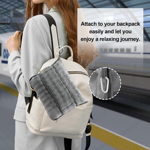 SOCHOW Travel Blanket for Airplane Train and Car, Soft Travel Blanket or Pillow 2 in 1 Compact with Portable Bag Pillowcase, Flight Blanket with Luggage Sleeve and Backpack Clip, Grey - Image 5