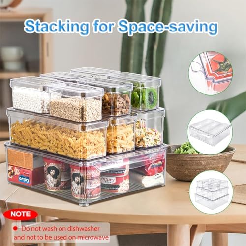 10 Pack Fridge Organizer, Stackable Refrigerator Organizer Bins with Lids, BPA-Free Produce Fruit Storage Containers for Storage Clear for Kitchen, Food, Drinks, Vegetable Storage - Image 2