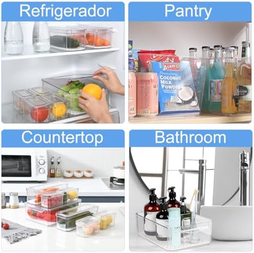 10 Pack Fridge Organizer, Stackable Refrigerator Organizer Bins with Lids, BPA-Free Produce Fruit Storage Containers for Storage Clear for Kitchen, Food, Drinks, Vegetable Storage - Image 6