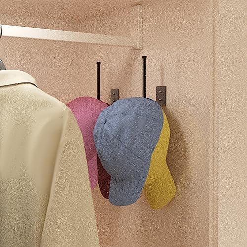 2 Pack Hat Racks for Baseball Caps, Stainless Steel Hat Organizer for Baseball Cap, Hat Holder Storage Organizer, Hat Hanger Strong Adhesive/Wall Drilled for Door, Bedroom, Closet(Black 6 in) - Image 9