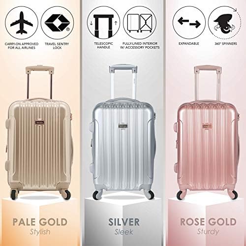 kensie 20" "Alma" Carry-On TSA-Lock Spinner Luggage, Rose Gold - Image 4