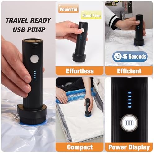 Travel Vacuum Storage Bags with Electric Pump, 10 Combo Travel Packing Bags for Luggage and Suitcase, Carry-on Size Compression Space Saver for Clothes and Clothing - Image 3