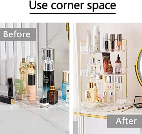 3-Tier Corner Bathroom Counter Organizer – Storage Shelf for Makeup, Perfume & Skincare, Space-Saving Countertop Tray Fits Bathroom, Dresser, Kitchen (White) - Image 5