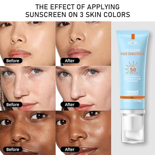 VGO Clear Face Sunscreen SPF 50, Hydrating Sun Essence Leaves No Sticky Feeling Travel Size Sunscreen Against UVA and UVB Rays 50ml / 1.7oz - Image 3